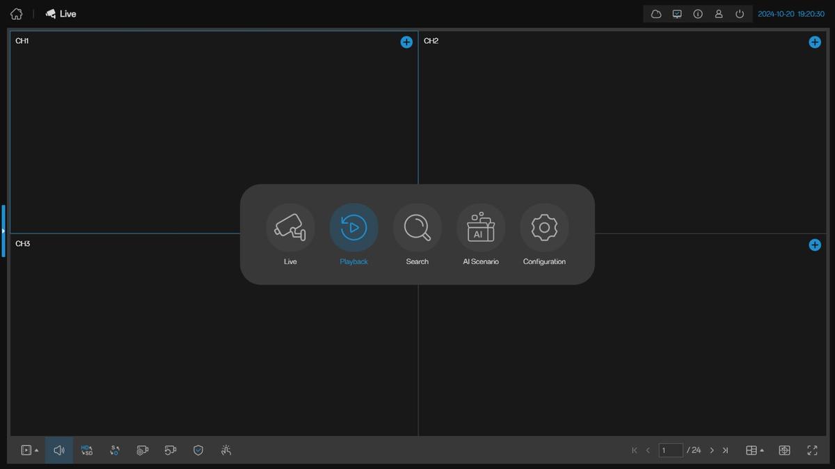 🖥 NVR Local GUI — 라이브·재생·AI 검색·설정